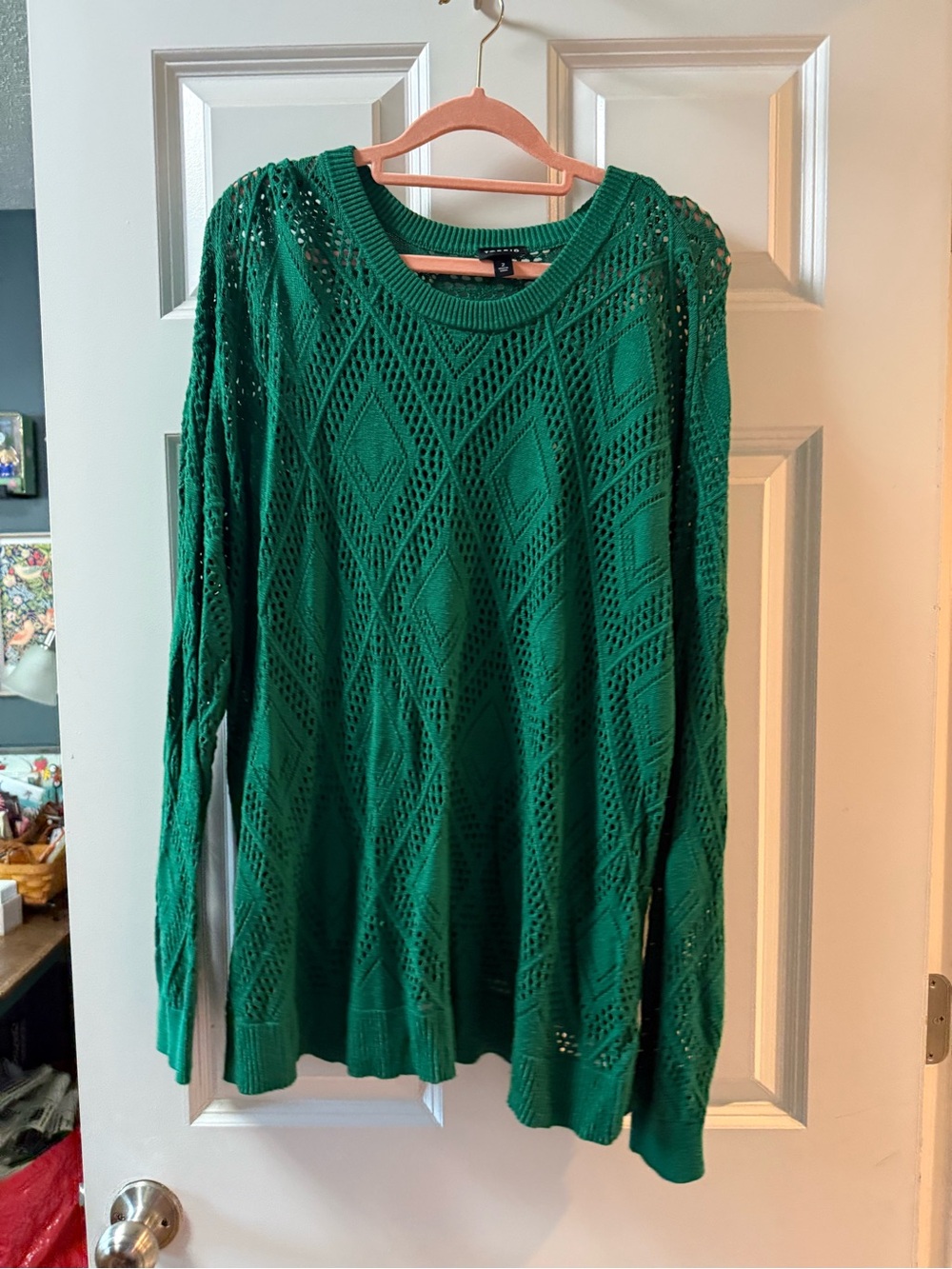 torrid Emerald Green Open-Knit Long-Sleeve Sweater